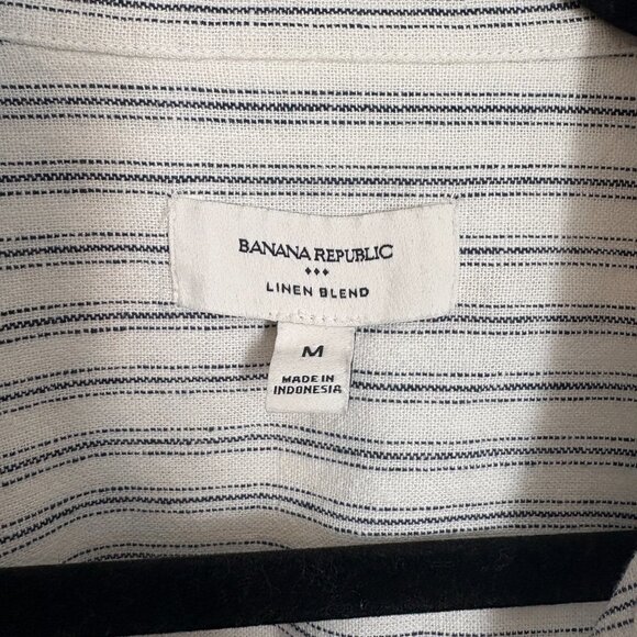 Banana Republic Classic Linen-Blend Shirt - White Stripe - Medium - Picture 5 of 6